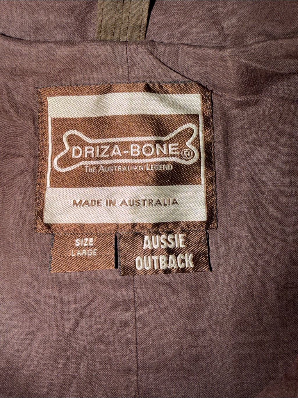 Vintage Mid-2000s Driza-Bone Jacket Label In Brown And Cream